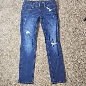 American Eagle‎ Outfitters Dark Blue Distressed Skinny Jeans